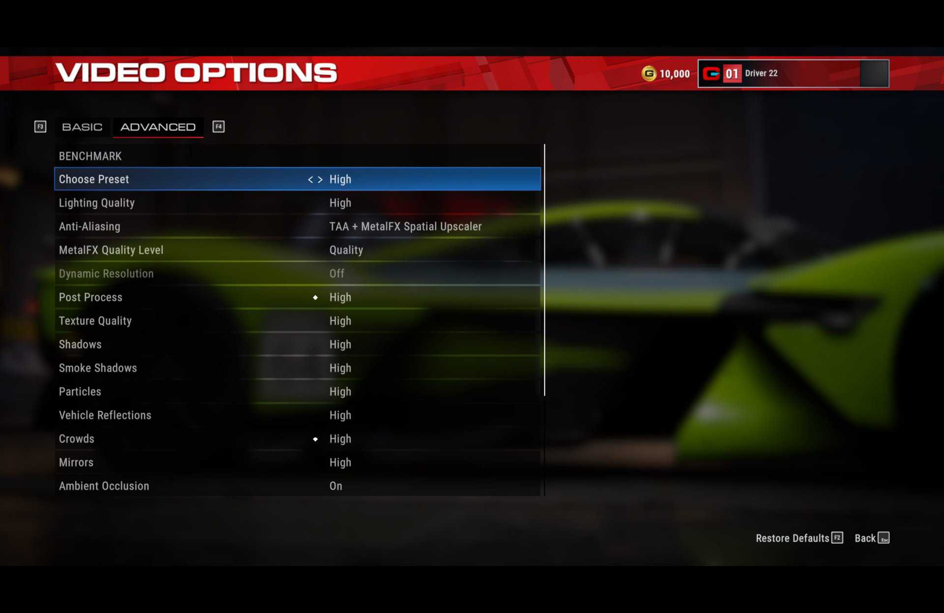 Grid Legends M1 Pro MacBook 1200p + High settings