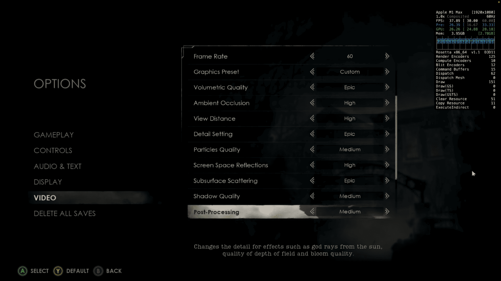 Alone in the Dark Graphics Settings on Mac